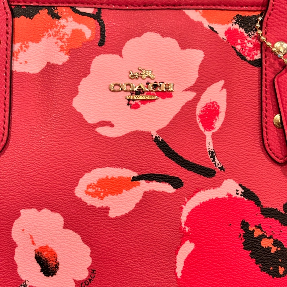 Coach Floral Red/Coral Tote Bag - Picture 3 of 16